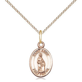 14kt Gold Saint Anne Medal Engraved Catholic Saint Jewelry