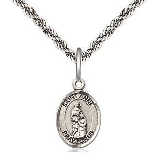 Sterling Silver Saint Anne Medal Religious and Catholic Jewelry Engraved Catholic Saint Jewelry