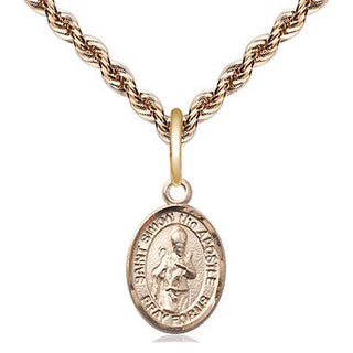 14kt Gold Filled Saint Simon Medal Religious and Catholic Jewelry Engraved Catholic Saint Jewelry