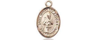 14kt Gold Saint Simon Medal Engraved Catholic Saint Jewelry