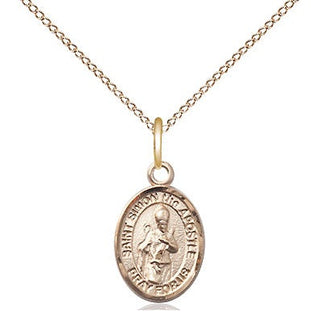 14kt Gold Saint Simon Medal Engraved Catholic Saint Jewelry