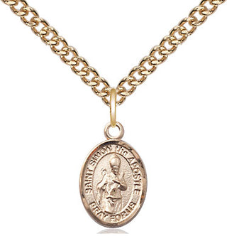 14kt Gold Saint Simon Medal Engraved Catholic Saint Jewelry