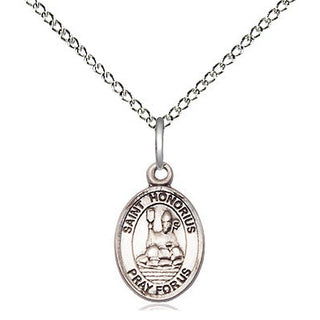 Sterling Silver Saint Honorius Medal Religious and Catholic Jewelry Engraved Catholic Saint Jewelry
