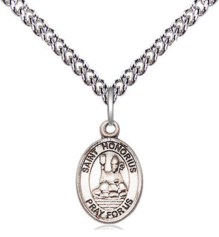 Sterling Silver Saint Honorius Medal Religious and Catholic Jewelry Engraved Catholic Saint Jewelry