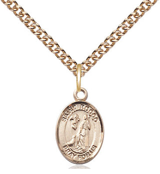 14kt Gold Filled Saint Rocco Medal Religious and Catholic Jewelry Engraved Catholic Saint Jewelry