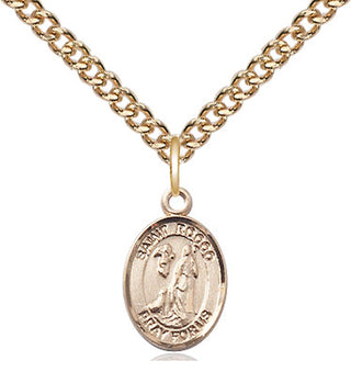 14kt Gold Saint Rocco Medal Engraved Catholic Saint Jewelry