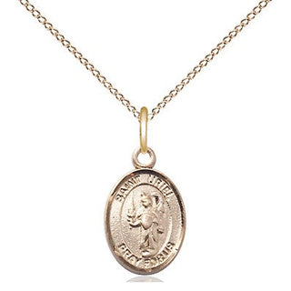 14kt Gold Filled Saint Uriel the Archangel Medal Religious and Catholic Jewelry Engraved Catholic Saint Jewelry