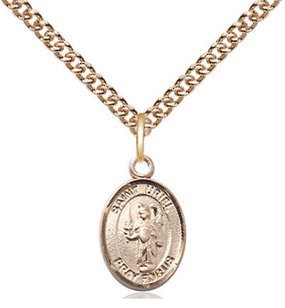 14kt Gold Saint Uriel the Archangel Medal Engraved Catholic Saint Jewelry