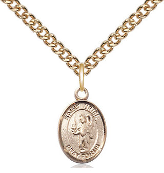 14kt Gold Saint Uriel the Archangel Medal Engraved Catholic Saint Jewelry