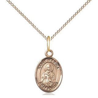 14kt Gold Saint Marina Medal Engraved Catholic Saint Jewelry