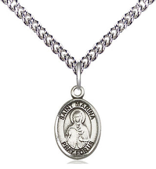 Sterling Silver Saint Marina Medal Religious and Catholic Jewelry Engraved Catholic Saint Jewelry