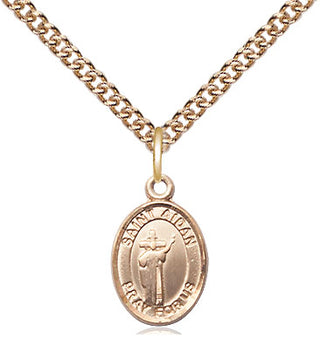 14kt Gold Filled Saint Aidan of Lindesfarne Medal Religious and Catholic Jewelry Engraved Catholic Saint Jewelry