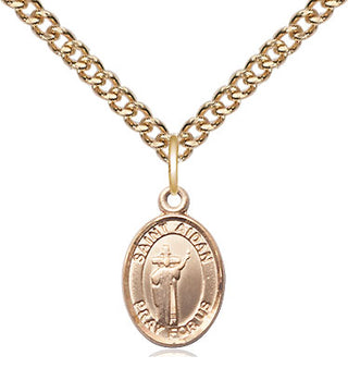 14kt Gold Filled Saint Aidan of Lindesfarne Medal Religious and Catholic Jewelry Engraved Catholic Saint Jewelry