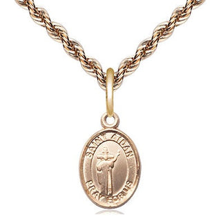 14kt Gold Saint Aidan of Lindesfarne Medal Engraved Catholic Saint Jewelry
