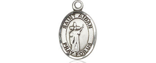 Pewter Saint Aidan of Lindesfarne Medal Engraved Catholic Saint Jewelry