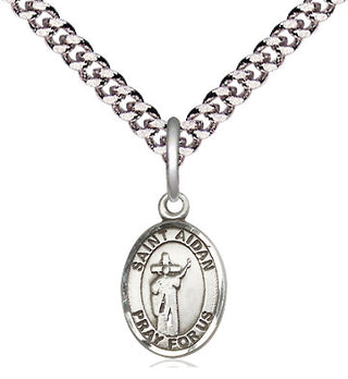 Pewter Saint Aidan of Lindesfarne Medal Religious and Catholic Jewelry Engraved Catholic Saint Jewelry