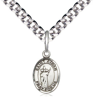 Pewter Saint Aidan of Lindesfarne Medal Religious and Catholic Jewelry Engraved Catholic Saint Jewelry