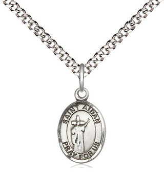Pewter Saint Aidan of Lindesfarne Medal Religious and Catholic Jewelry Engraved Catholic Saint Jewelry