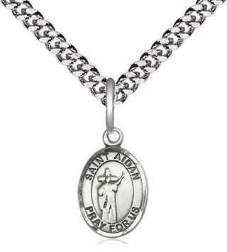Pewter Saint Aidan of Lindesfarne Medal Religious and Catholic Jewelry Engraved Catholic Saint Jewelry