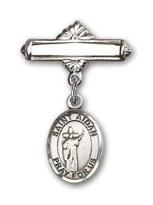 Sterling Silver Polished Badge Pin St. Aidan of Lindesfarne Baby Badge - Engravable
