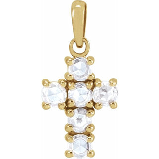 14K Yellow 1/4 CTW Rose-Cut Natural Diamond Cross Pendant