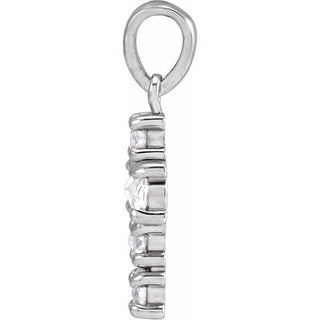 Platinum 1/8 CTW Rose-Cut Natural Diamond Cross Pendant