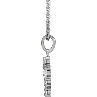 Sterling Silver 1/6 CTW Rose-Cut Natural Diamond Cross 16-18" Necklace