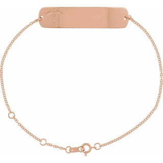 14K Rose Engravable Medical Identification 6 1/2-7 1/2" Bracelet