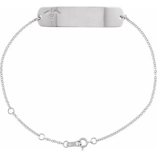 14K White Engravable Medical Identification 6 1/2-7 1/2" Bracelet