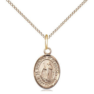 14kt Gold Saint Raymond of Penafort Medal Engraved Catholic Saint Jewelry