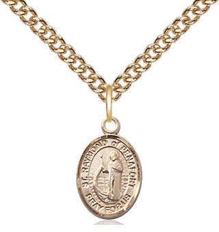 14kt Gold Saint Raymond of Penafort Medal Engraved Catholic Saint Jewelry