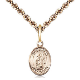 14kt Gold Saint Drogo Medal Engraved Catholic Saint Jewelry