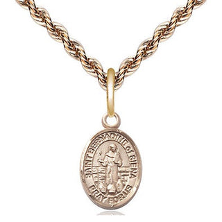 14kt Gold Filled Saint Bernadine of Sienna Medal Religious and Catholic Jewelry Engraved Catholic Saint Jewelry