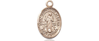 14kt Gold Saint Bernadine of Sienna Medal Engraved Catholic Saint Jewelry