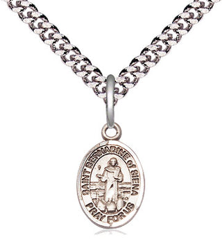 Pewter Saint Bernadine of Sienna Medal Religious and Catholic Jewelry Engraved Catholic Saint Jewelry