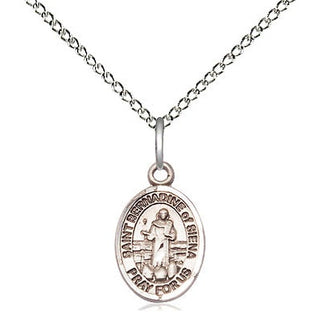 Sterling Silver Saint Bernadine of Sienna Medal Religious and Catholic Jewelry Engraved Catholic Saint Jewelry