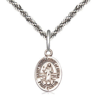 Sterling Silver Saint Bernadine of Sienna Medal Religious and Catholic Jewelry Engraved Catholic Saint Jewelry