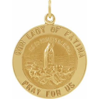 14K Yellow 22 mm Round Our Lady of Fatima Medal