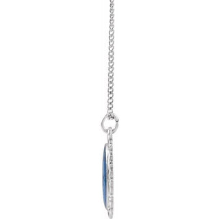 Sterling Silver 21x15 mm Oval Miraculous 18" Necklace