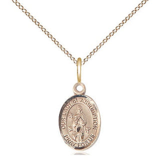 14kt Gold Filled Our Lady of Assumption Medal Religious and Catholic Jewelry Engraved Catholic Saint Jewelry