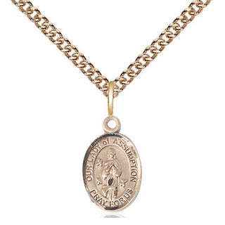 14kt Gold Filled Our Lady of Assumption Medal Religious and Catholic Jewelry Engraved Catholic Saint Jewelry