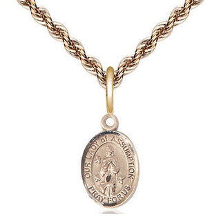 14kt Gold Filled Our Lady of Assumption Medal Religious and Catholic Jewelry Engraved Catholic Saint Jewelry