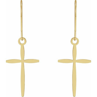 14K Yellow Cross Earrings