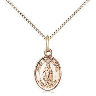 14kt Gold Filled Saint Nathanael Medal Religious and Catholic Jewelry Engraved Catholic Saint Jewelry