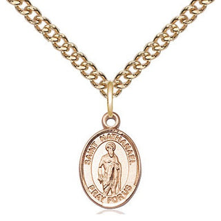 14kt Gold Filled Saint Nathanael Medal Religious and Catholic Jewelry Engraved Catholic Saint Jewelry