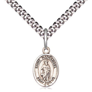Pewter Saint Nathanael Medal Religious and Catholic Jewelry Engraved Catholic Saint Jewelry