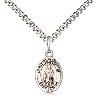 Pewter Saint Nathanael Medal Religious and Catholic Jewelry Engraved Catholic Saint Jewelry