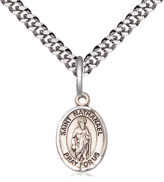 Sterling Silver Saint Nathanael Medal Religious and Catholic Jewelry Engraved Catholic Saint Jewelry