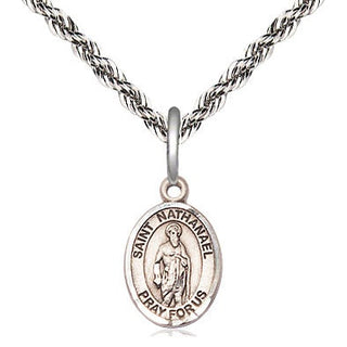 Sterling Silver Saint Nathanael Medal Religious and Catholic Jewelry Engraved Catholic Saint Jewelry