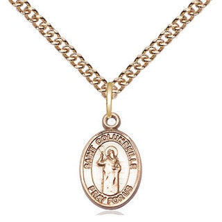 14kt Gold Filled Saint Columbkille Medal Religious and Catholic Jewelry Engraved Catholic Saint Jewelry
